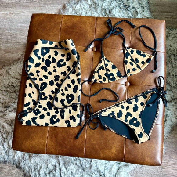 Triangl Swimwear Leopard Print Bikini Set w/Bag - Picture 2 of 7